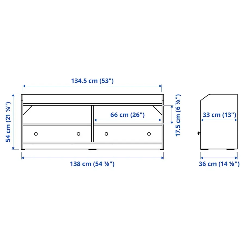 Тумба под ТВ - IKEA HAUGA, 138x36x54 см, серый ХАУГА ИКЕА