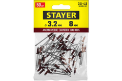 Алюминиевые заклепки STAYER Color-FIX 3.2х8 мм RAL 3005 темно-красный, 50 шт 3125-32-3005