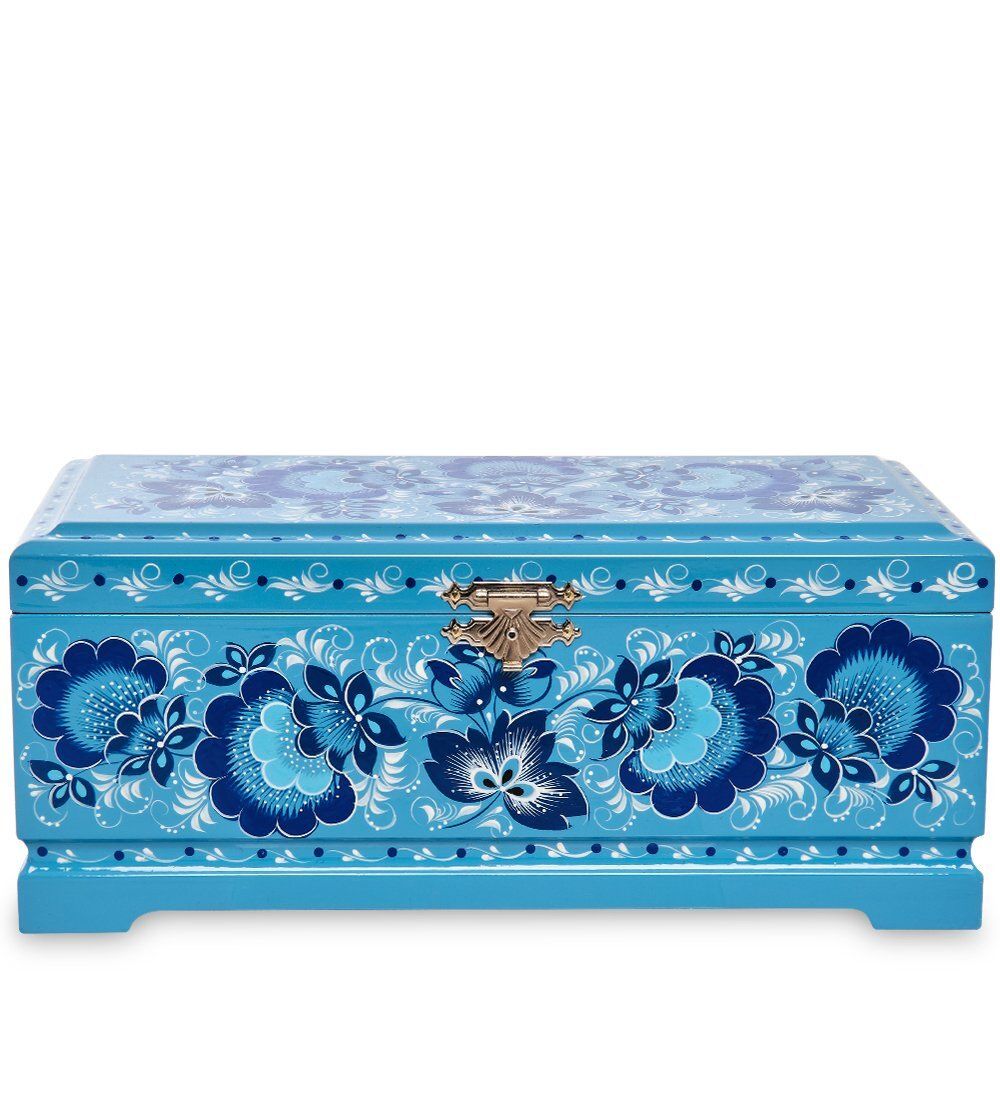 Народные промыслы KH-14/1 Шкатулка для чая на 3 ячейки деревянная 230х100 с хохломской росписью