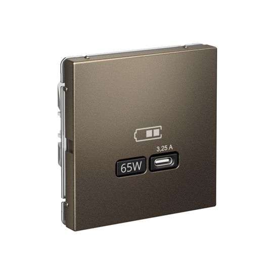 Розетка USB ArtGallery тип C 65Вт QC PD высокоскор. ЗУ механизм мокко SE GAL000627