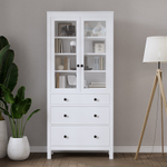 Шкаф-витрина Хемнэс Hemnes/Кымор, 3 ящика, 90х198х37 см, белый