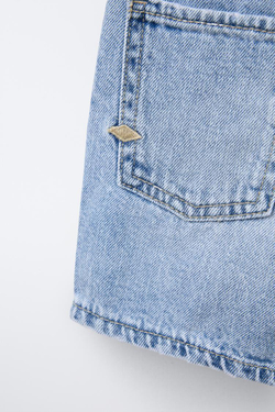 ZARA ДЖИНСОВЫЕ ШОРТЫ С РЕМНЕМ, ВЫЦВЕТШИЙ СИНИЙ