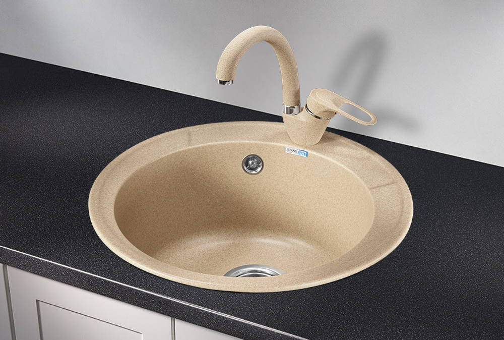 Granula 4802, БЕЖЕВЫЙ, кухонная мойка, СтандАРТ кварц