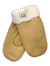Женские Меховые Варежки Ugg Песочные Замшевые (19)