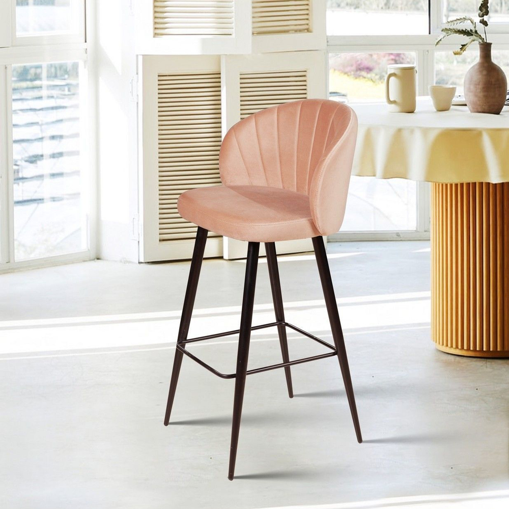 Стул барный Mont Blanc, бархат бежевый 5 / черный конус