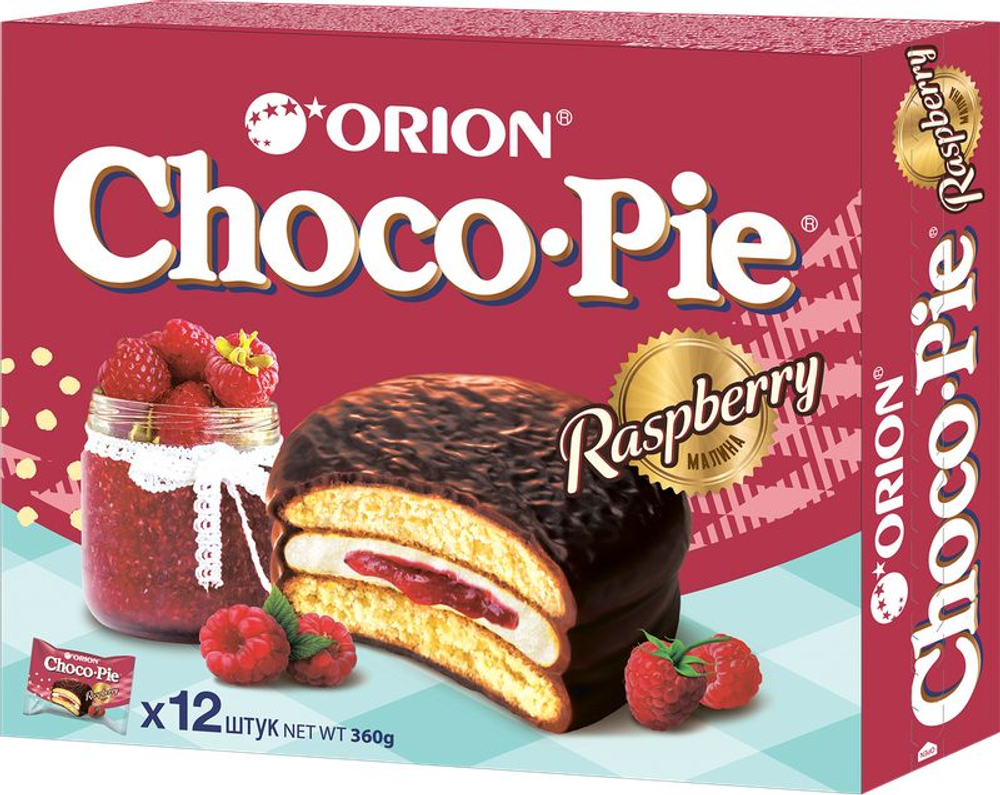 Пирожное Orion Choco Pie Малина, 360г
