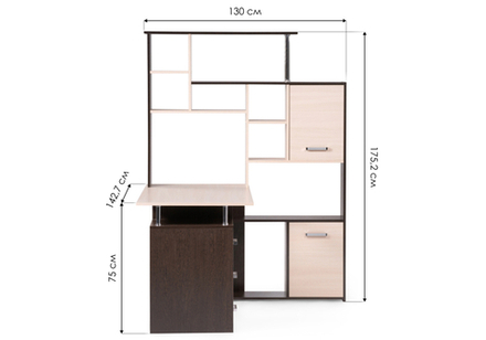 Компьютерный стол Woodville ДЕР КС-15 венге, дуб молочный правый