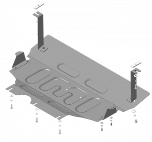 защита картера Двигателя, КПП. 2 мм, Сталь. для Skoda Octavia III 2013-2020, SEAT Leon 2012-2015, Volkswagen Golf VII 2012-2019, Audi A3 2012-2019, Volkswagen Passat B8 2015-2023 MOTODOR.72303