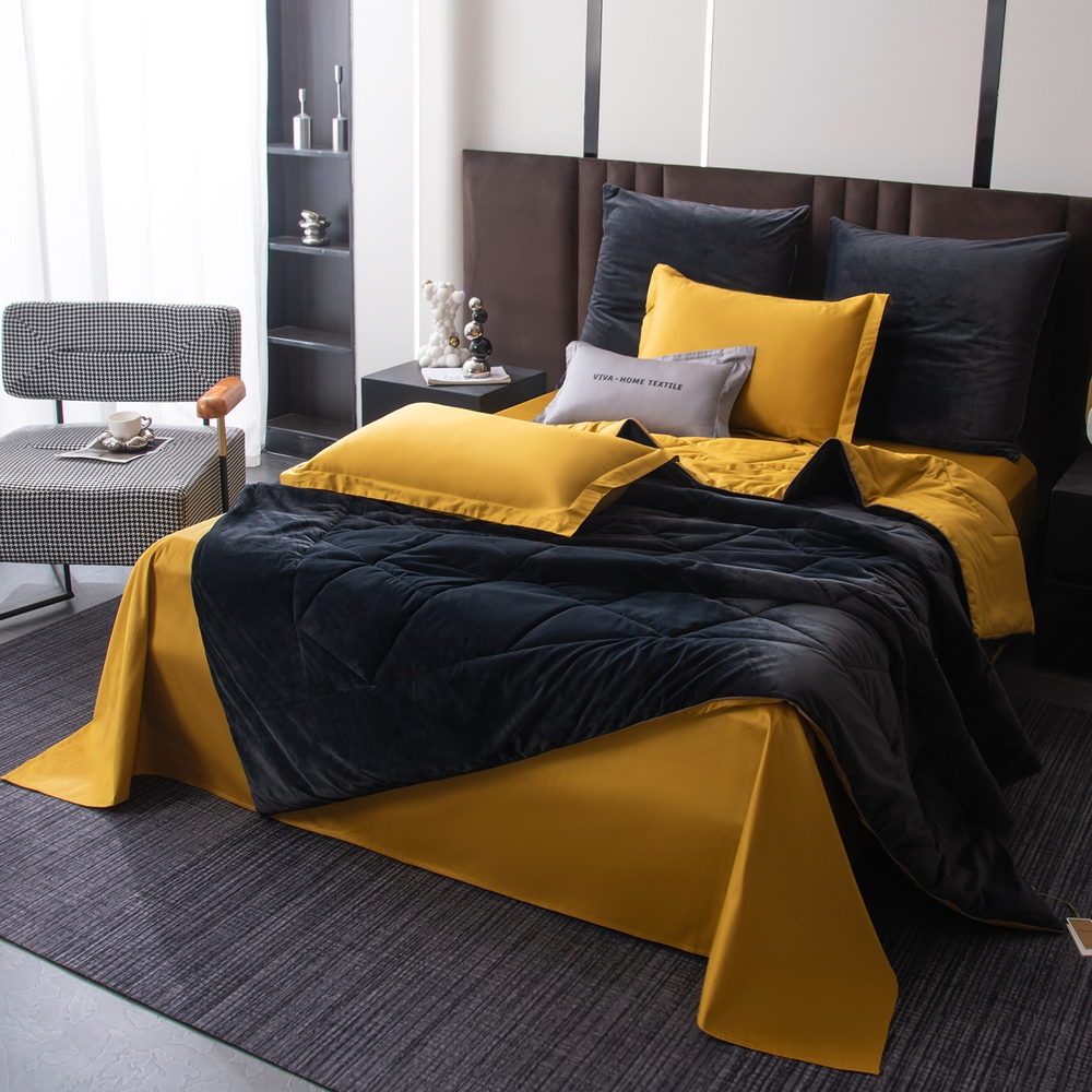 КПБ на резинке Сатин Velvet Premium с Одеялом VPR006, Евро, 4 наволочки,простынь 160*200*25