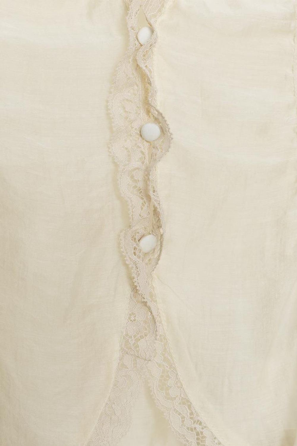 ZARA КРУЖЕВНАЯ РУБАШКА С ОБТЯНУТЫМИ ПУГОВИЦАМИ, КРЕМОВЫЙ