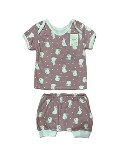 Костюм из 2х предметов (футболка-лодочка с коротким рукавом и трусы на памперс) из кулирки (100% хлопок) на рост 74 см