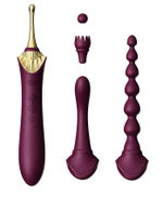 Вибратор клиторальный Zalo Bess 2 сливовый с 4 насадками
