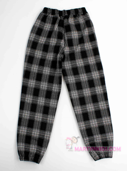 теплые брюки клетка " D " на резинке плис4859
