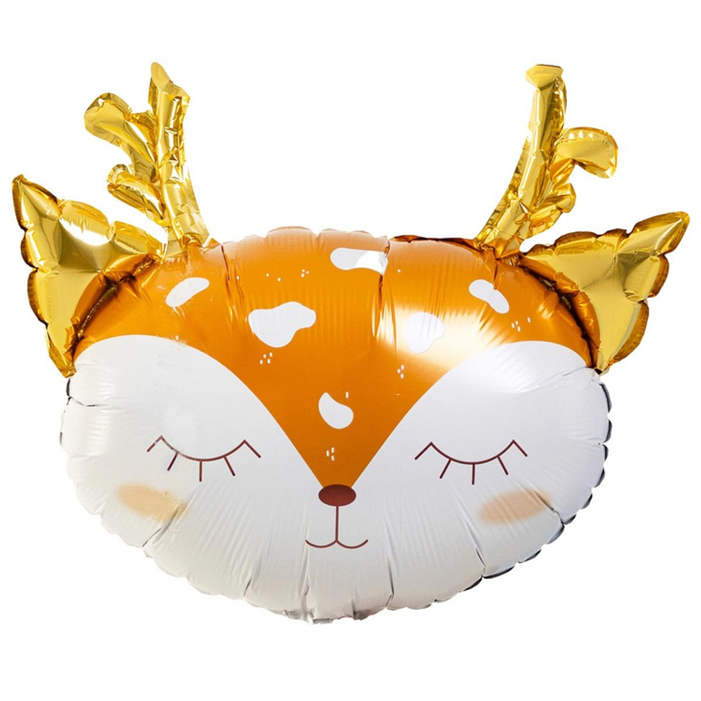 Шар Фольгированный Олень золотые рога (Коричневый)