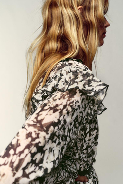 ZARA МИНИ-ПЛАТЬЕ С ПРИНТОМ И РЕМНЕМ, РАЗНОЦВЕТНЫЙ