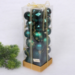 Набор шаров «Winter shine» 6 см + 4 см (24 предмета), Изумруд