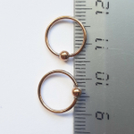Кольцо диаметр 10мм с шариком 3мм, толщина 1,2 мм для пирсинга. Хирургическая сталь, позолота.