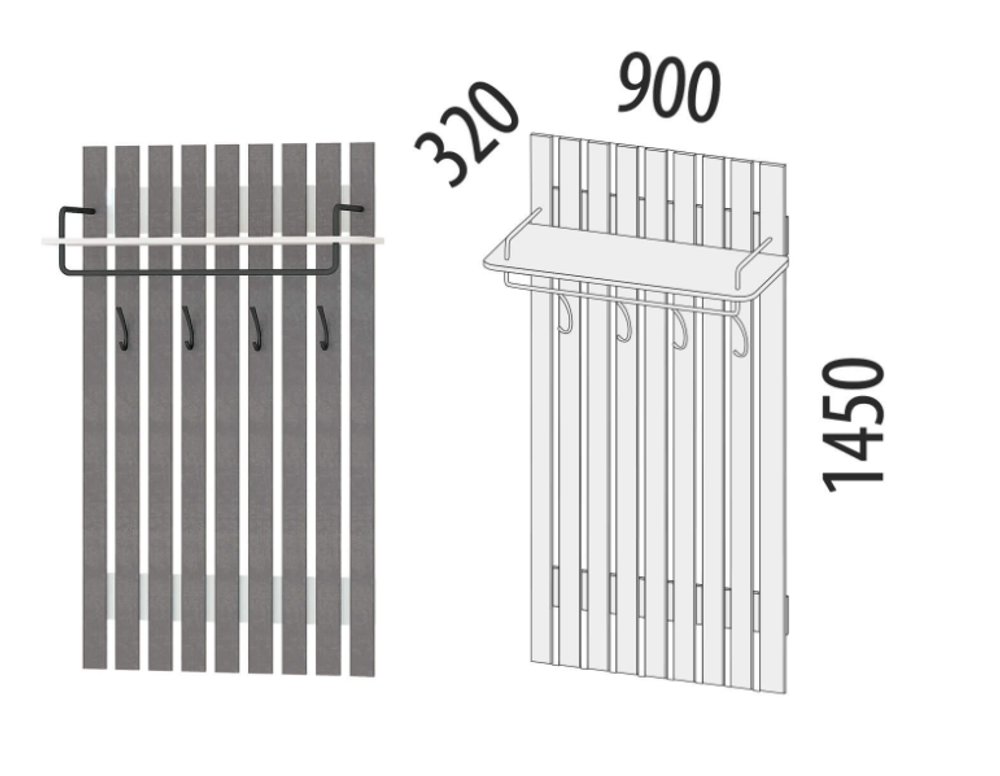 Денвер-400 (DaVita) 400.25 Панель с крючками настенная