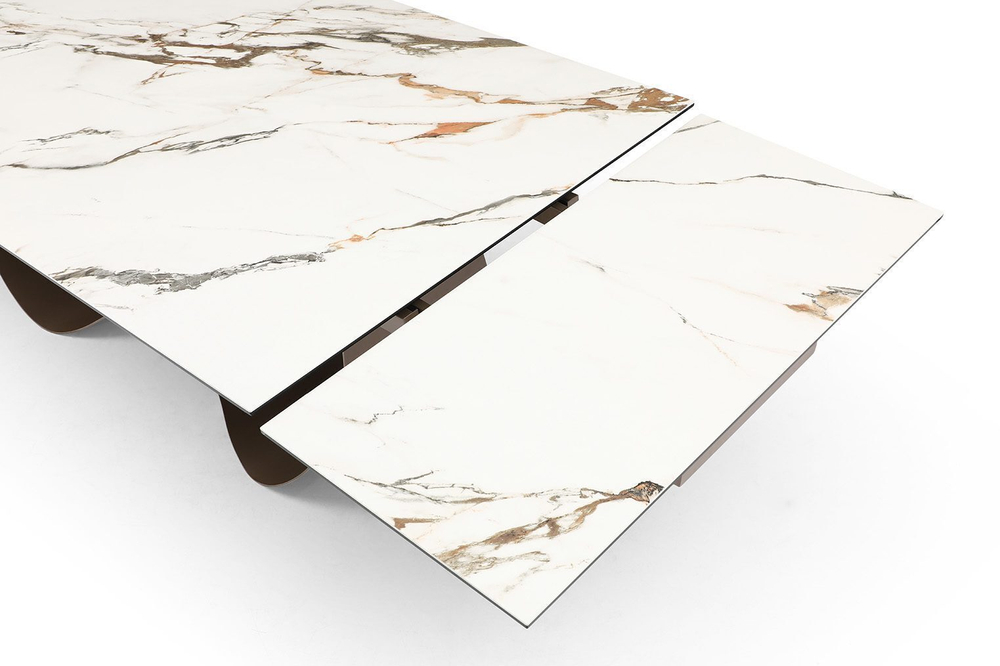 Стол DT9305CI (200-300) белый керамика KL-188/золотая пудра