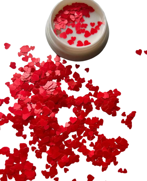 Блестки для ногтей сердечки красные