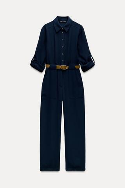 ZARA КОМБИНЕЗОН С РЕМНЕМ, МОРСКОЙ СИНИЙ