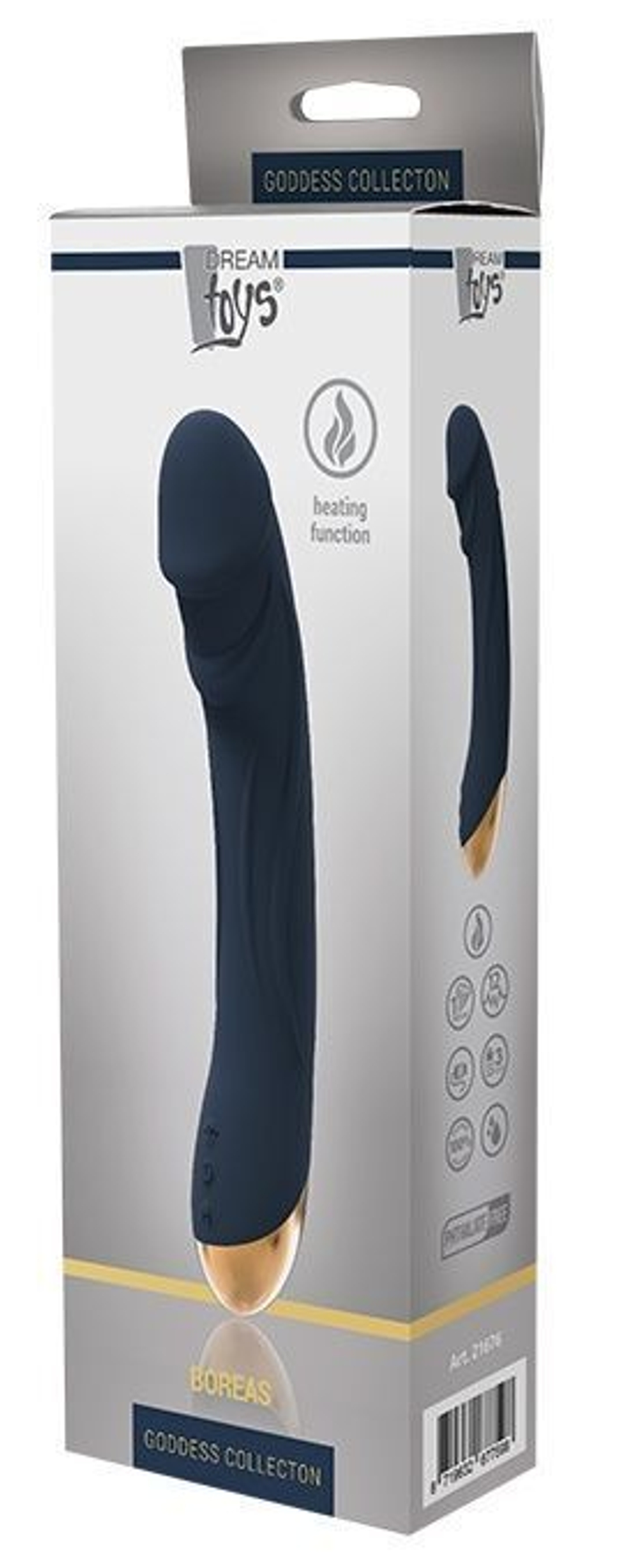 Синий вибромассажер BOREAS - 23 см. (Цвет: синий)