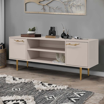 Тумба под ТВ Арт Колор matte 155см Стайл Голд Серый агат матовый