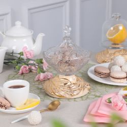 Сахарница стеклянная с крышкой Боа Айвори