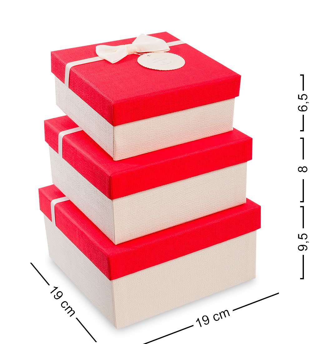 WF-32-A Набор коробок из 3шт «Прямоугольник» цв.бел./красн.