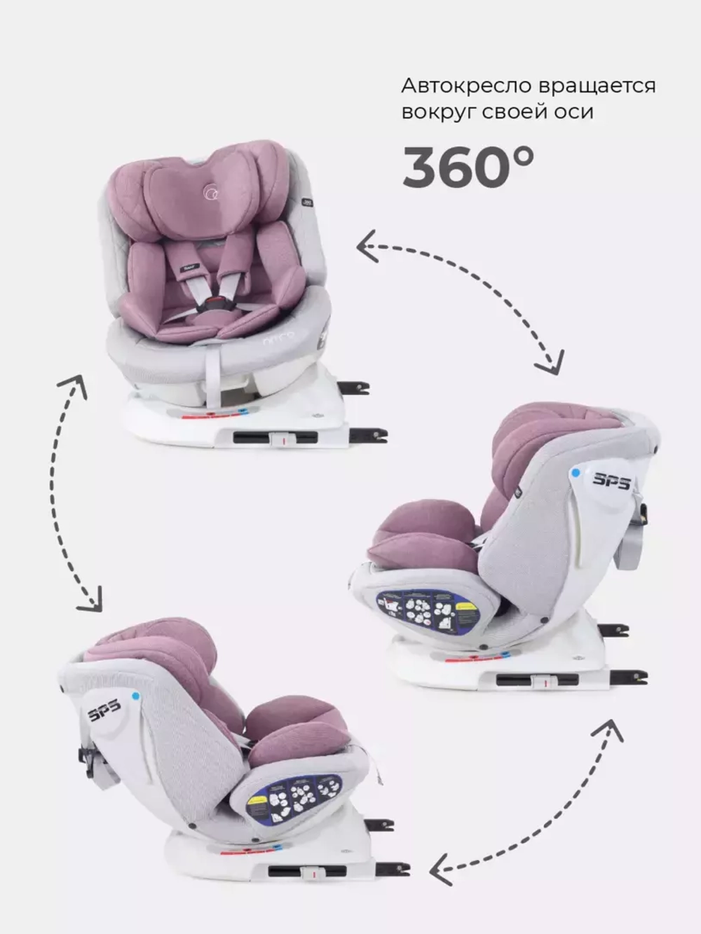 Автокресло RANT UB619 "NITRO" isofix Grey/Pink группа 0+-1-2-3  (0-36 кг)