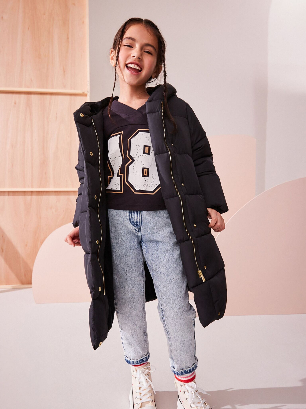 Куртка непромокаемая с капюшоном для девочки Next Q72-084, Черный