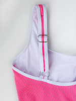 Розовый купальник слитный в рубчик, размер M