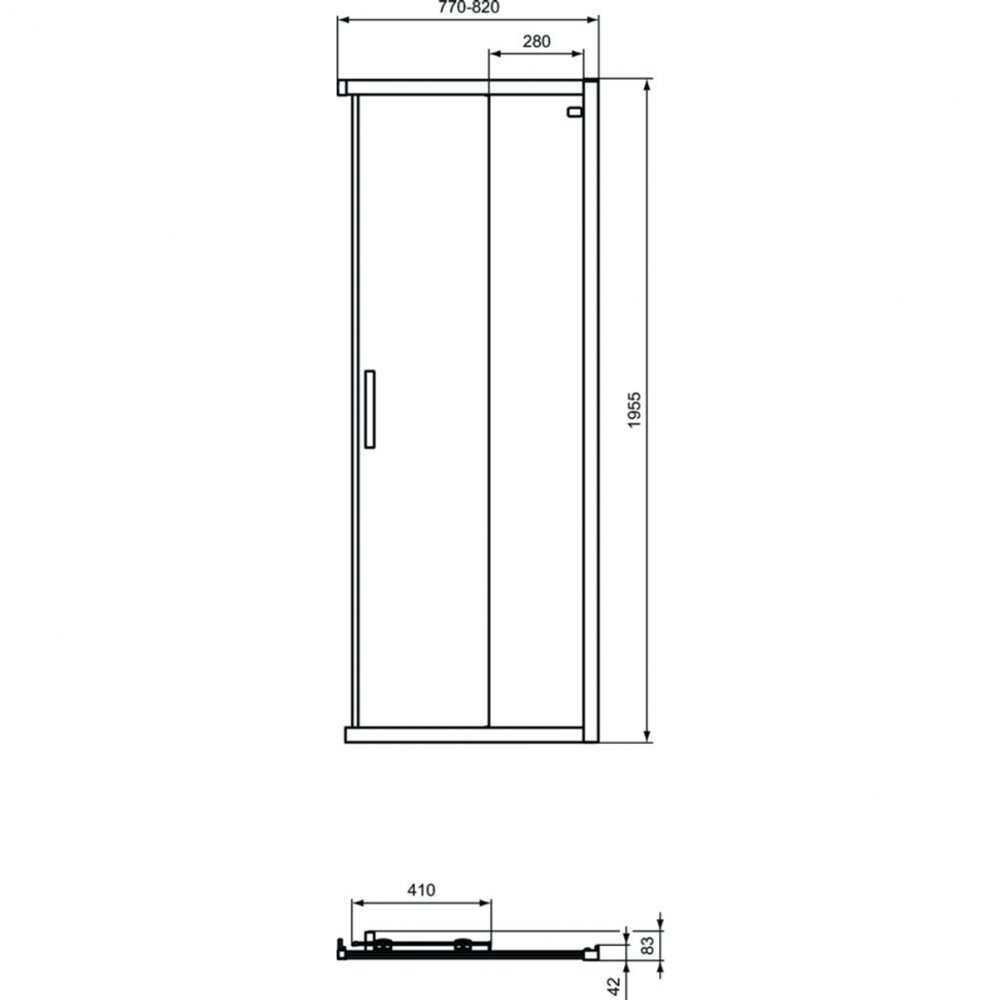 Реверсивная панель-дверь 80 см Ideal Standard CONNECT 2 Corner Square/Rectangular K9259V3