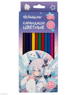 Карандаши цветные "Anime Girl" 24 цвета, пластиковые, шестигранные (ПандаРог)