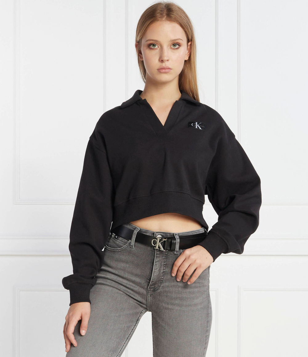 Худи LABEL ПОЛО COLLAR CALVIN KLEIN JEANS - черный(J20J222232)