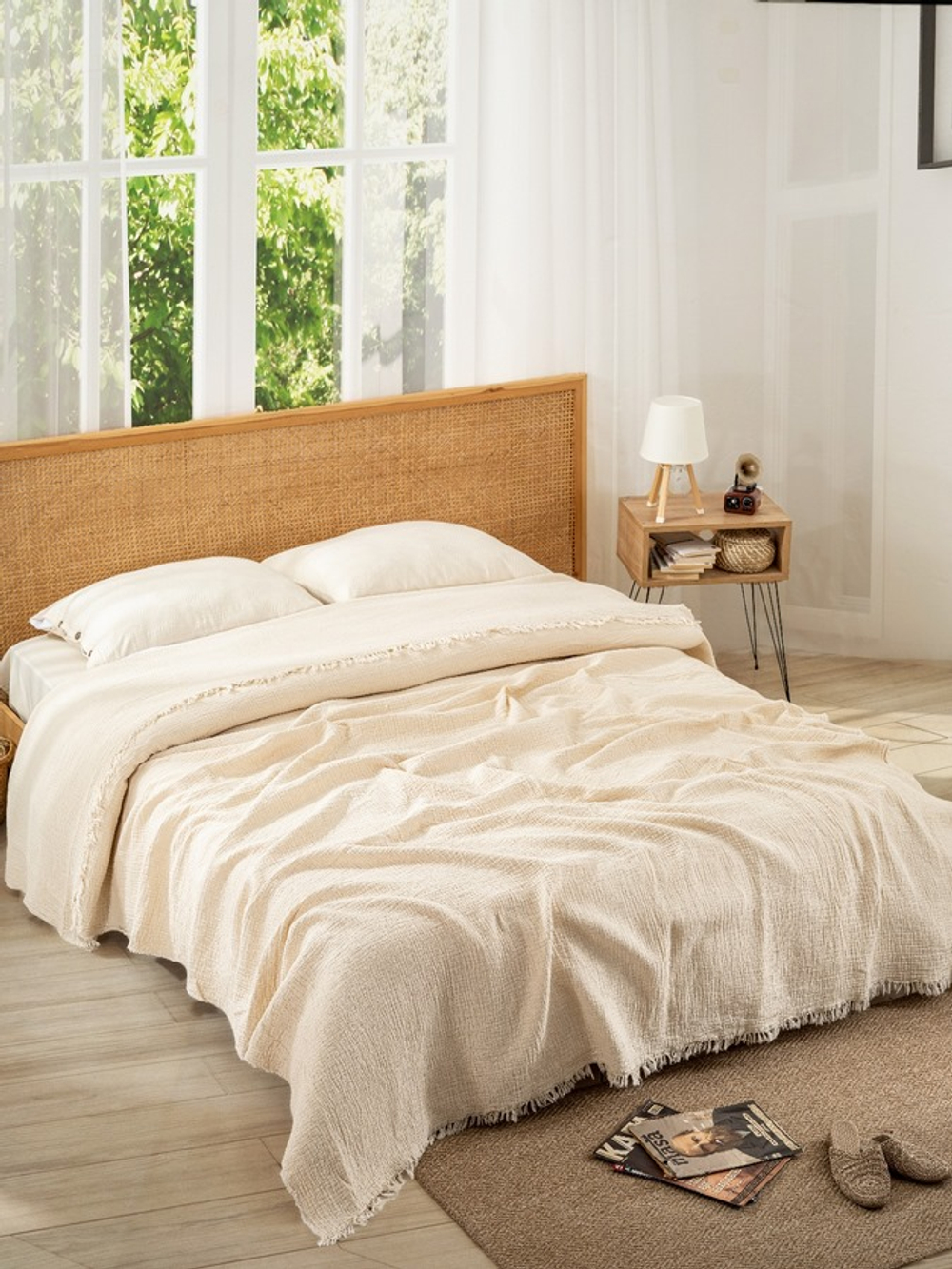 Плед муслин Pique кремовый 220*240 см