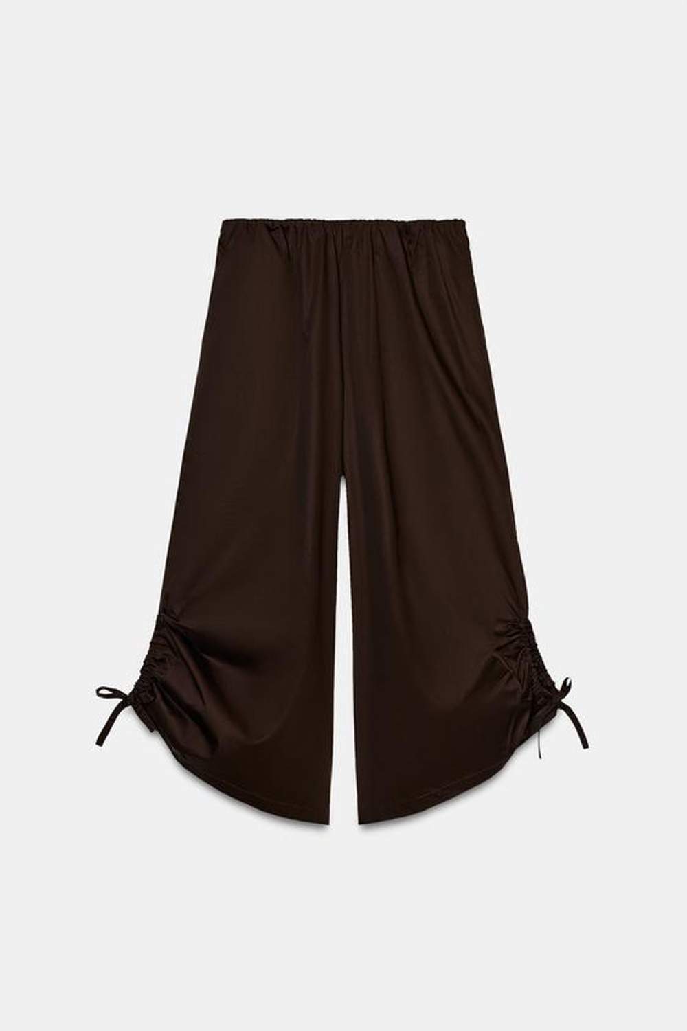 ZARA БРЮКИ КЮЛОТЫ С РЕГУЛИРУЕМЫМ НИЗОМ, ШОКОЛАДНО-КОРИЧНЕВЫЙ