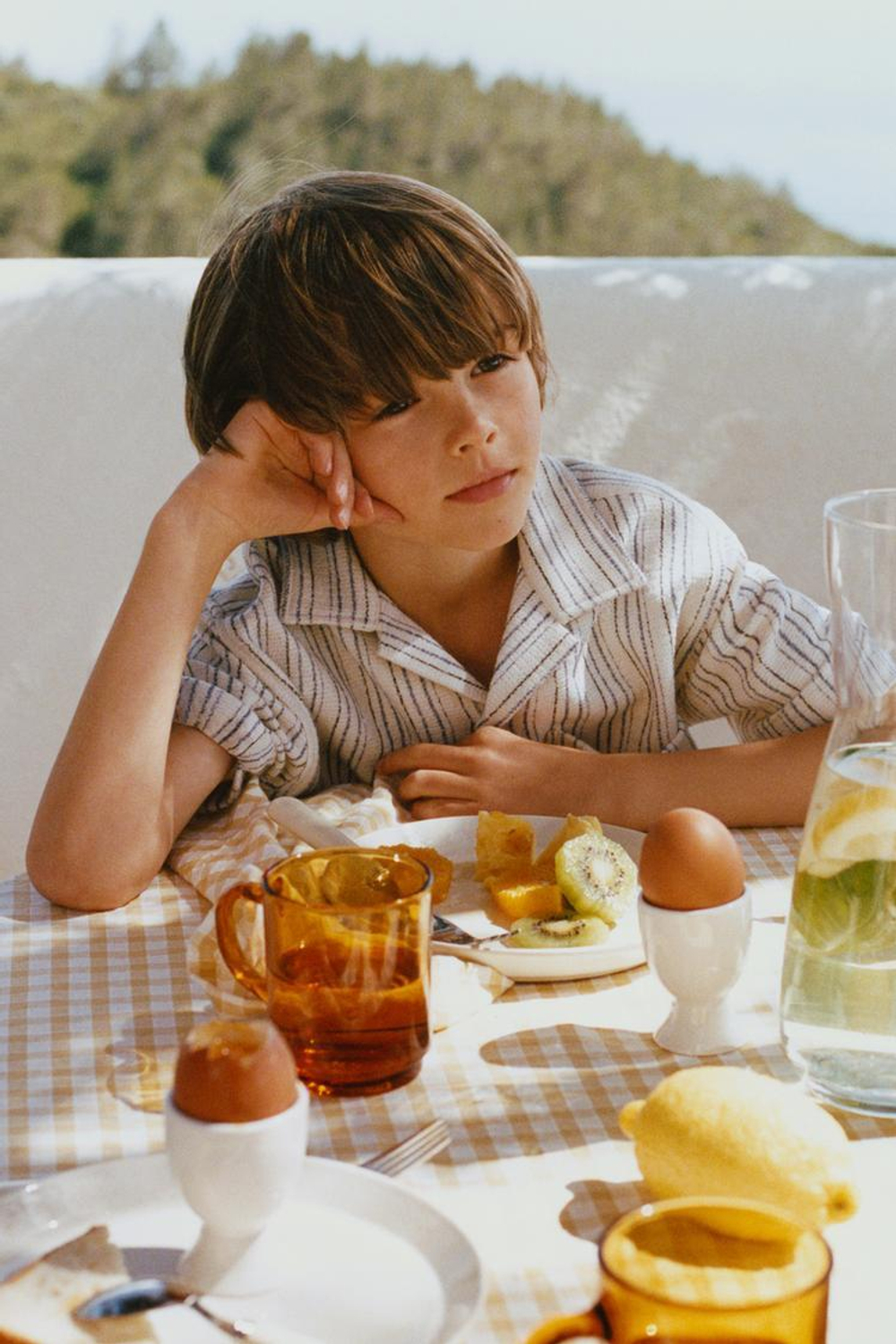 ZARA ПОЛОСАТАЯ РУБАШКА В СТИЛЕ РУСТИК, БЕЖЕВЫЙ