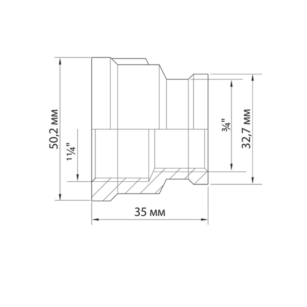 Муфта переходная 1 1/4'' - 3/4'' вн/вн VRT® никель