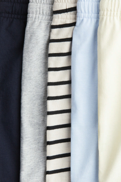 H&M Набор из 5 хлопковых трикотажных шорт, светло-желтый