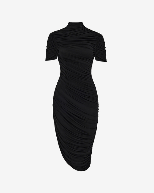Платье миди из трикотажа с драпировкой