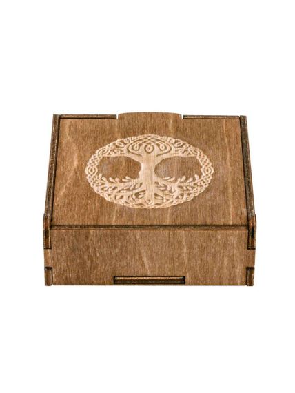 Фото подарочной коробки из тонированной фанеры, вид сзади.