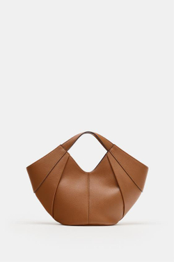 ZARA СУМКА С КОНТРАСТНОЙ СТРОЧКОЙ, ТЕМНЫЙ РЫЖЕВАТО-КОРИЧНЕВЫЙ