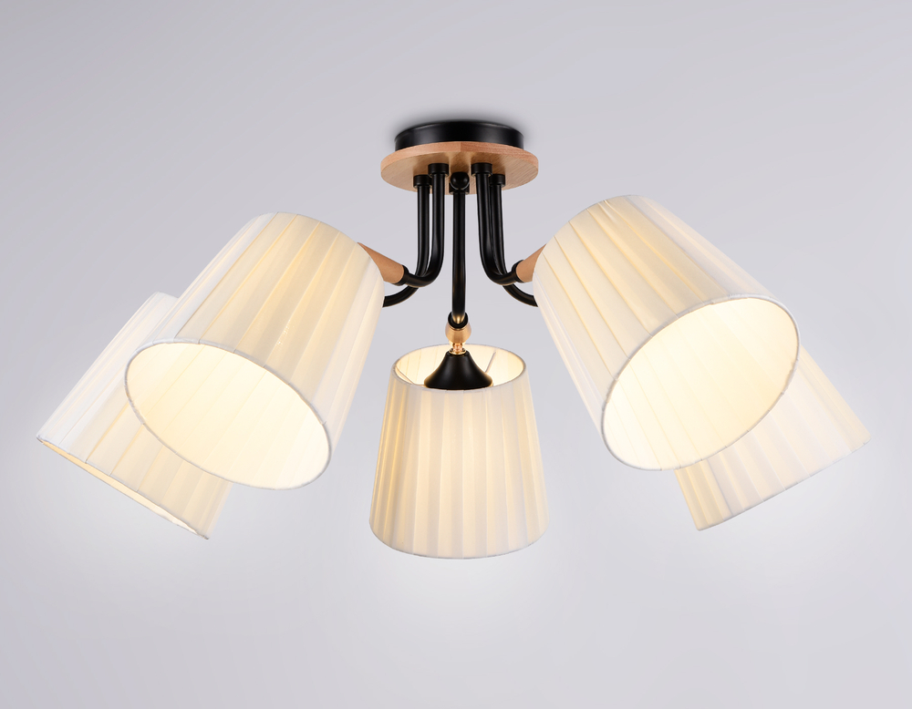 TR4733/5 BK/LWD черный/светлое дерево E27/5 max 40W D610*270
