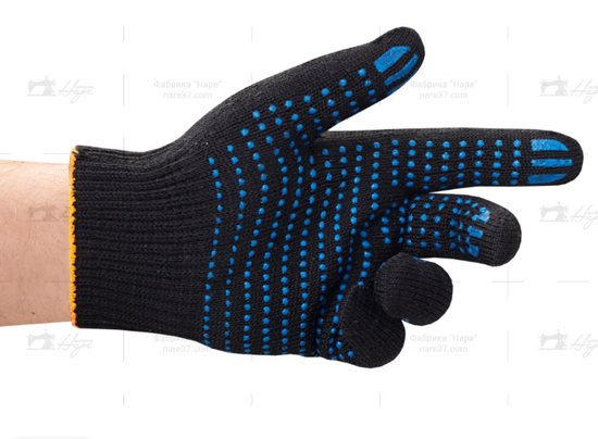Перчатки х/б с ПВХ 4-х нитка 10 класс чёрные