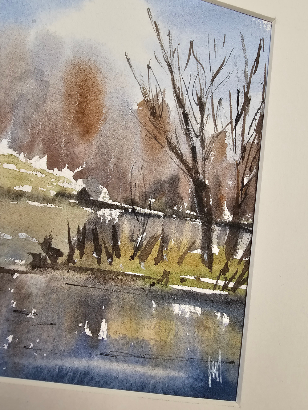 Картина акварельная авторская в паспарту 21х30 см на стену для интерьера "Тованово в апреле. 3 года спустя".