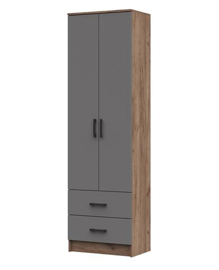 Машенька ШК 201 Шкаф с полками и 2 ящика Дуб крафт табачный / Графит серый