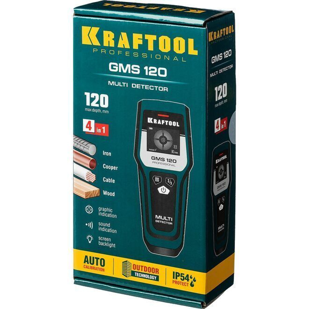 Универсальный детектор KRAFTOOL GMS 120 ЖК дисплей