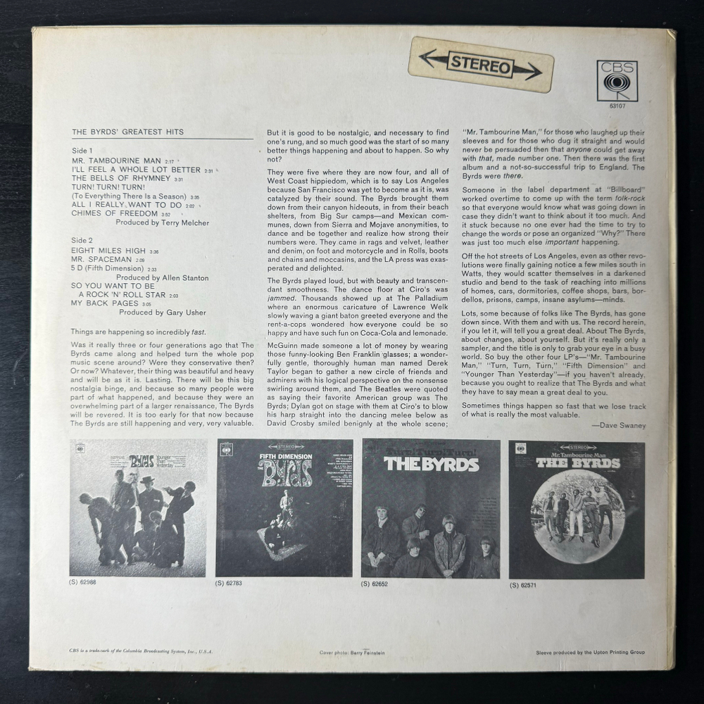 The Byrds ‎– The Byrds' Greatest Hits (Англия 1967г.)