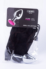 Анальная пробка металлическая серебристая с черным кристаллом Onjoy Metal Plug Silver Small (Цвет: серебряный с черным)